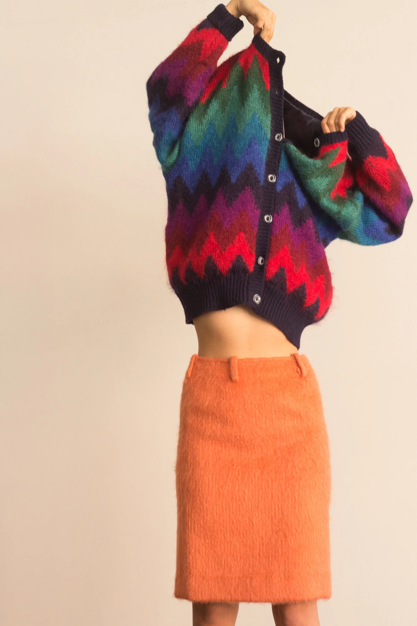 1980s Squiggly Striped Mohair Sweater Jacket — Wayward